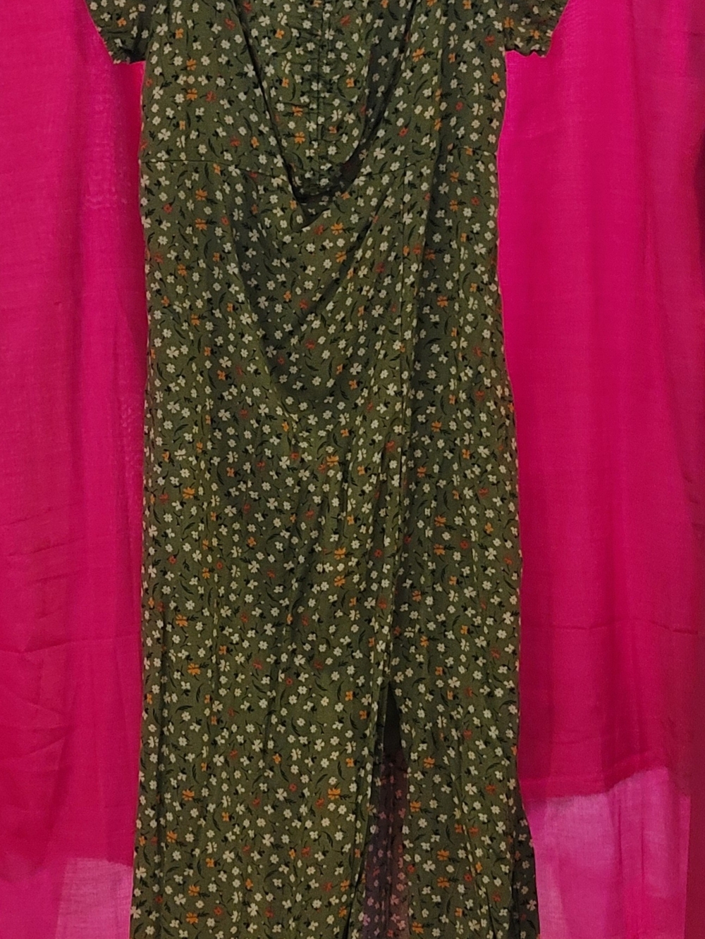 liberty Olive Green Floral Midi Dress